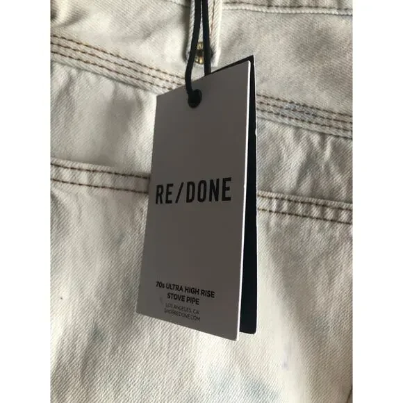 New RE/DONE Women Ultra High Rise Stove Pipe Denim Jeans Size 30